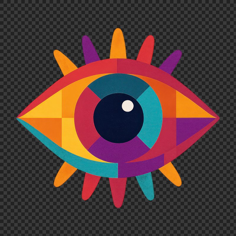 PNG Vibrant geometric abstract eye