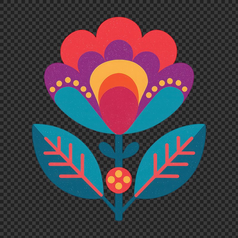 PNG Colorful abstract floral design.