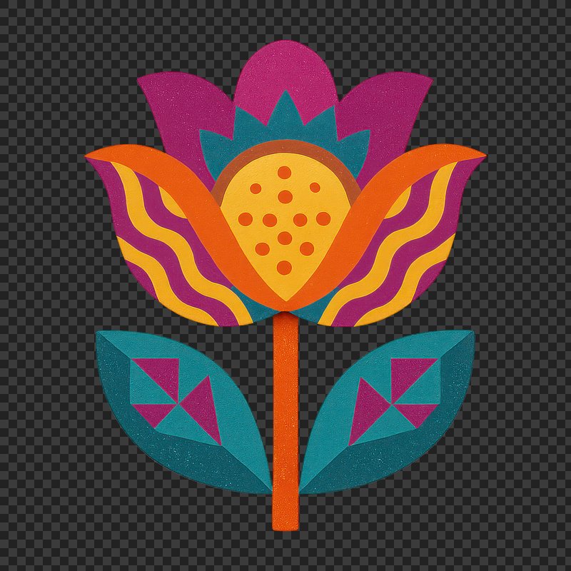 PNG Colorful geometric floral illustration.
