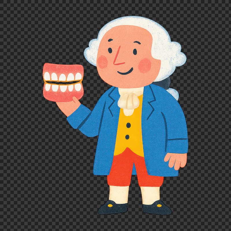PNG Cartoon dentist holding dentures