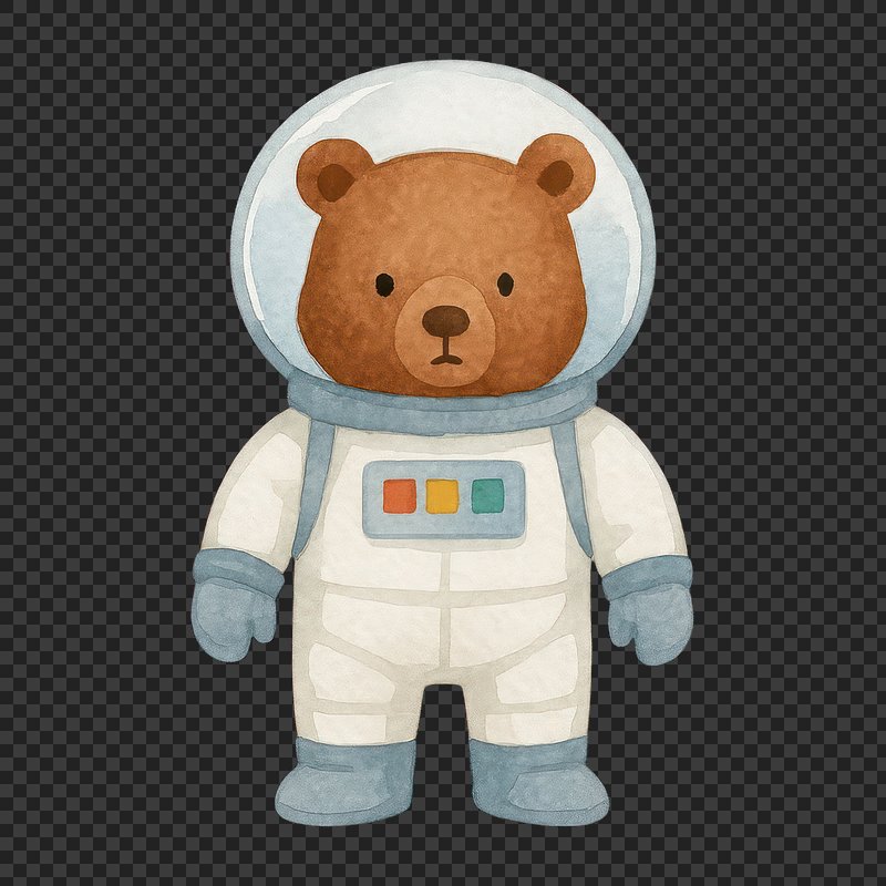 PNG Cute bear astronaut illustration.