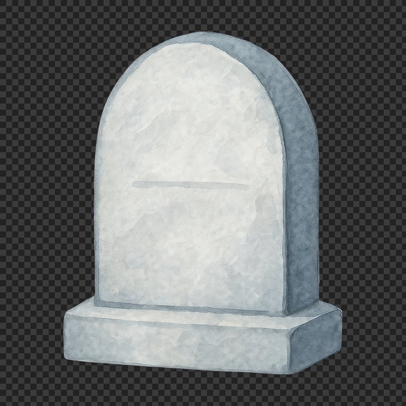 PNG Minimalist tombstone watercolor illustration.