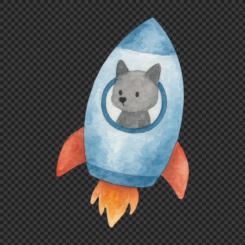 PNG Cute cat in space rocket