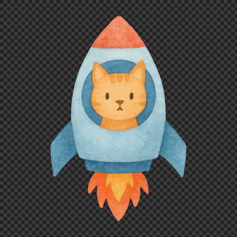 PNG Cute cat in space rocket
