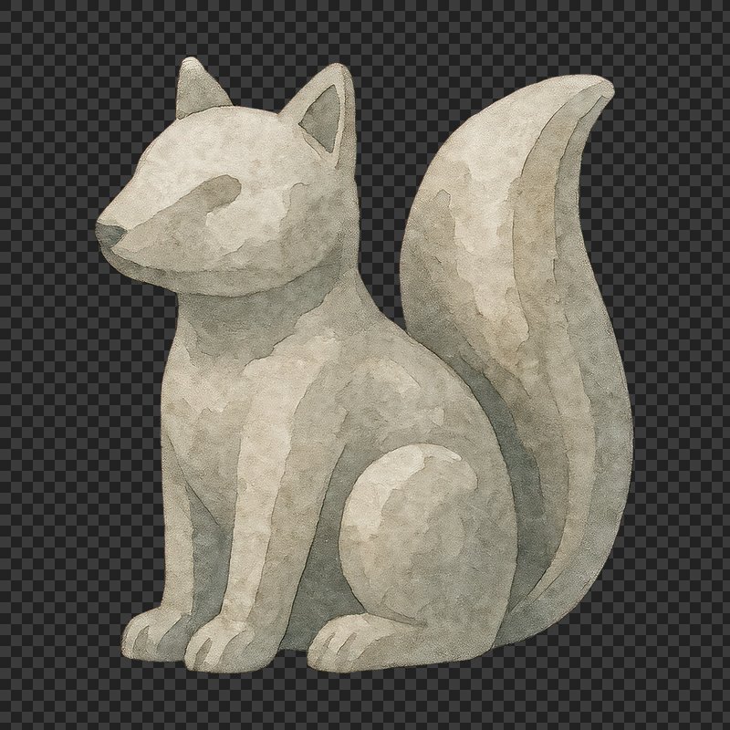 PNG Stone fox sculpture illustration.