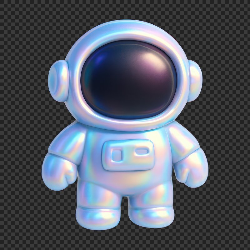 PNG Holographic astronaut toy illustration.