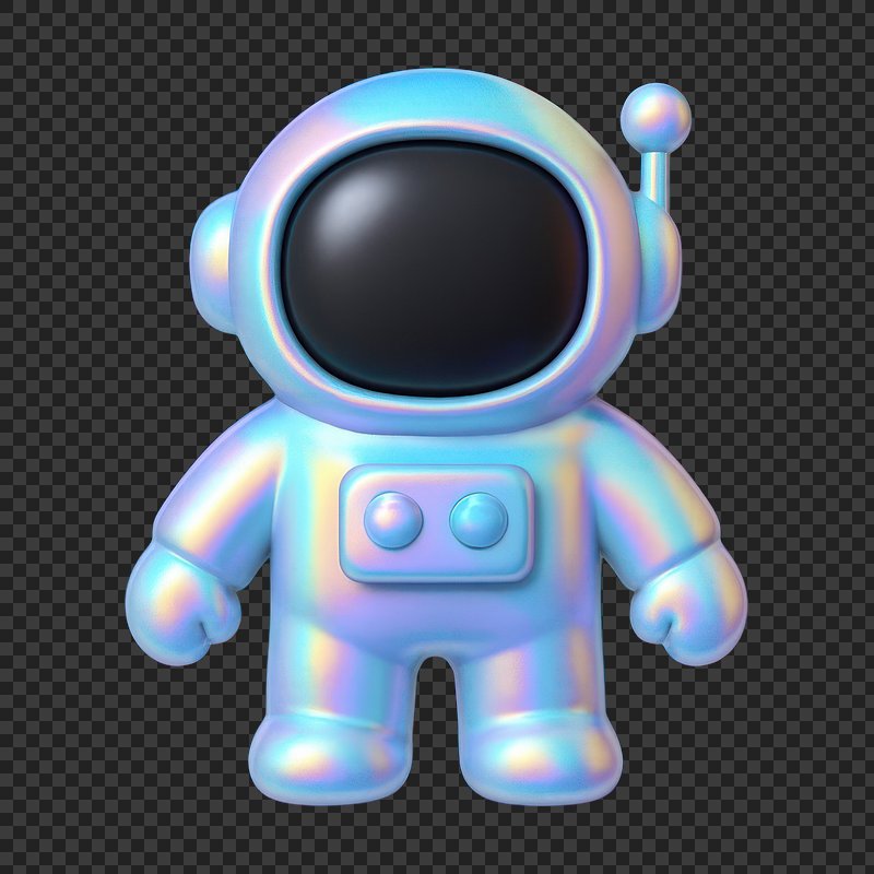 PNG Colorful futuristic astronaut figure.