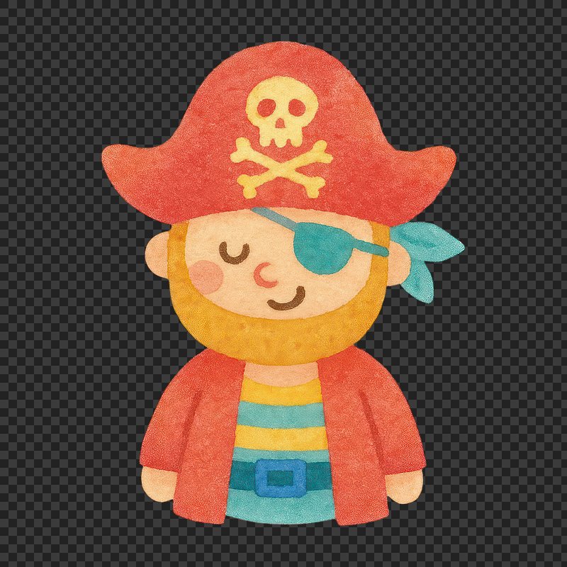 PNG Cute cartoon pirate illustration.