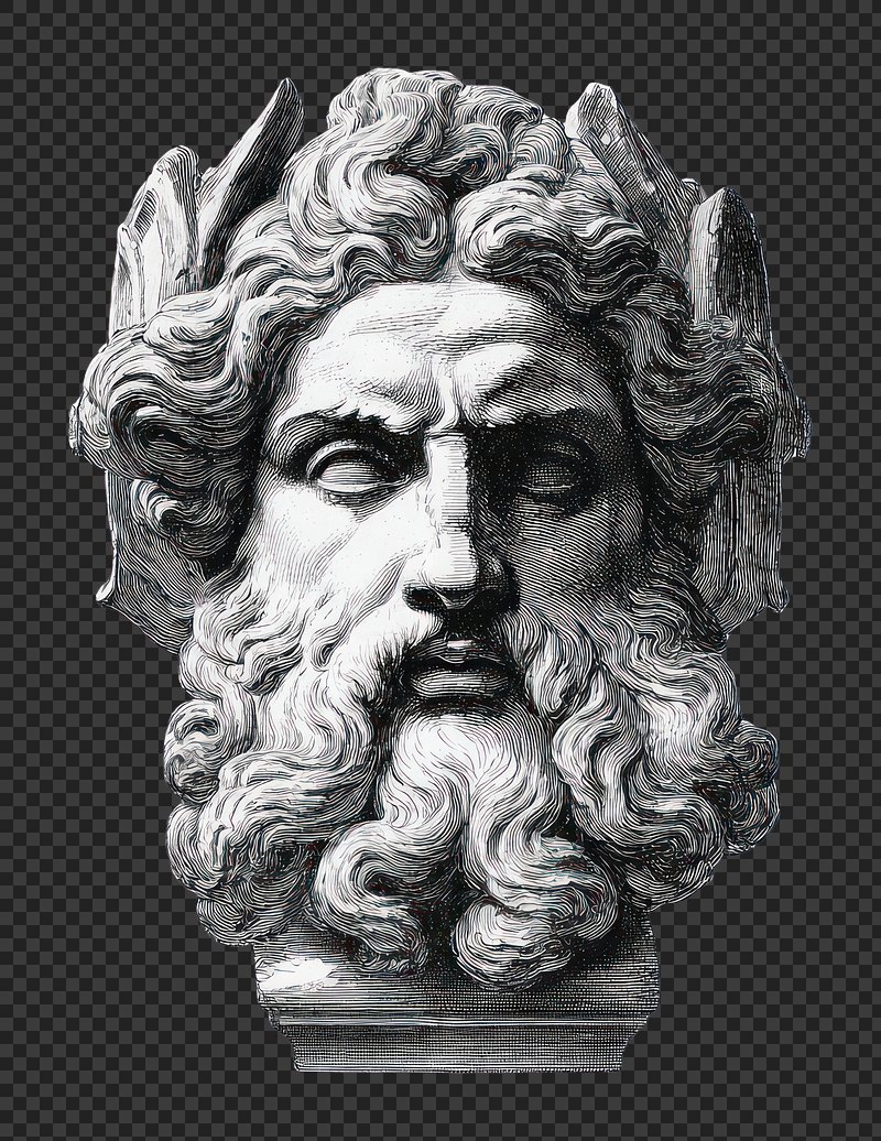 PNG Antique statue Odin head sculpture illustration classical.