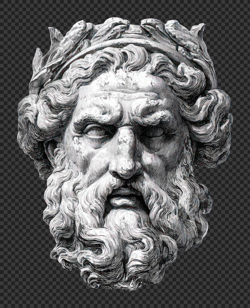 PNG Antique statue Odin head illustration sculpture classical.
