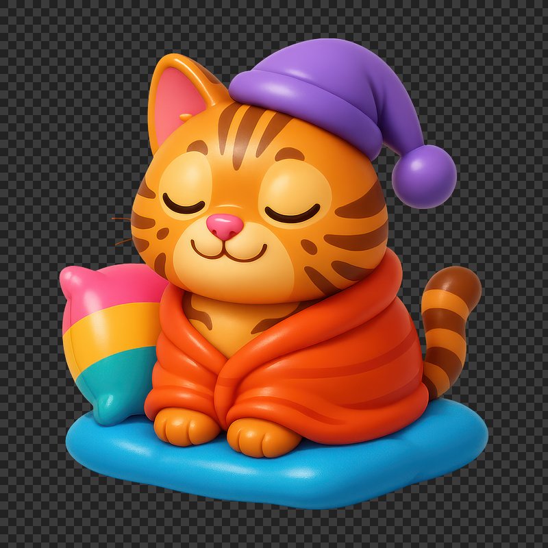 PNG Cute cozy cat illustration