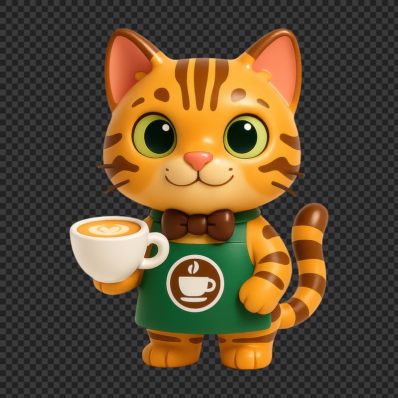 PNG Cute barista cat illustration