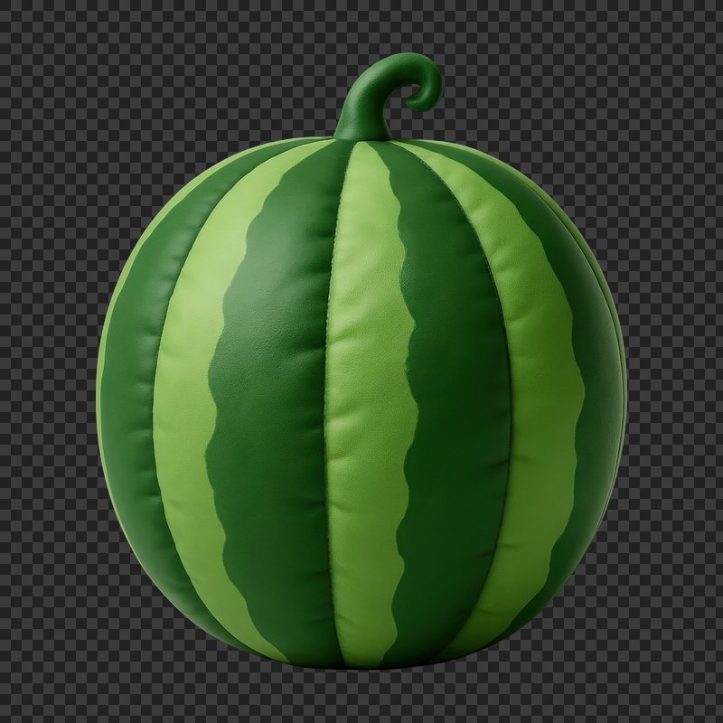 PNG Round watermelon-inspired plush toy.