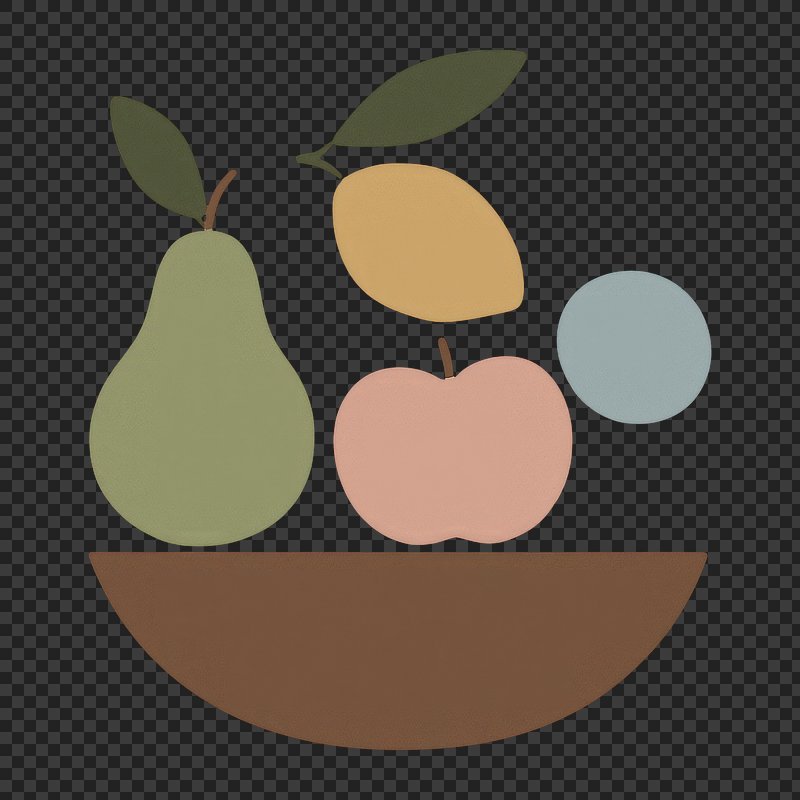 PNG Minimalist fruit bowl illustration.