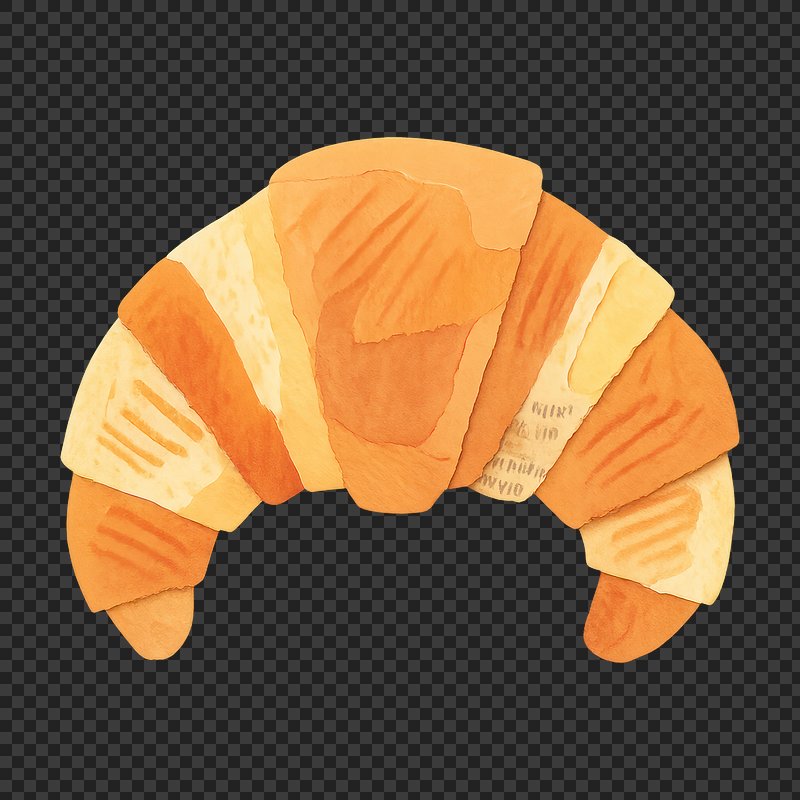 PNG Watercolor croissant illustration art.