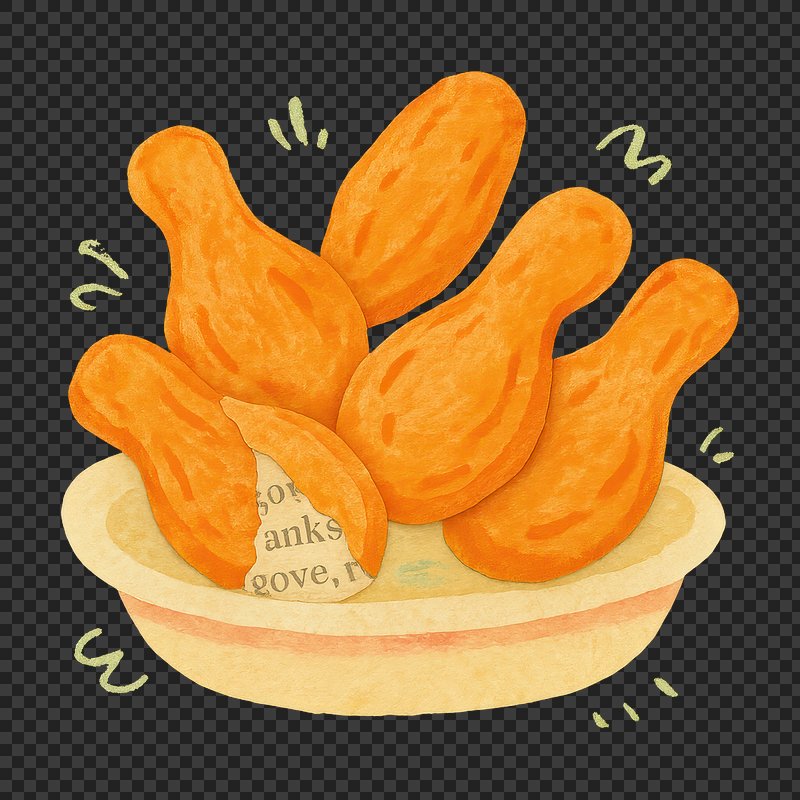 PNG Illustrated crispy fried chicken drumsticks