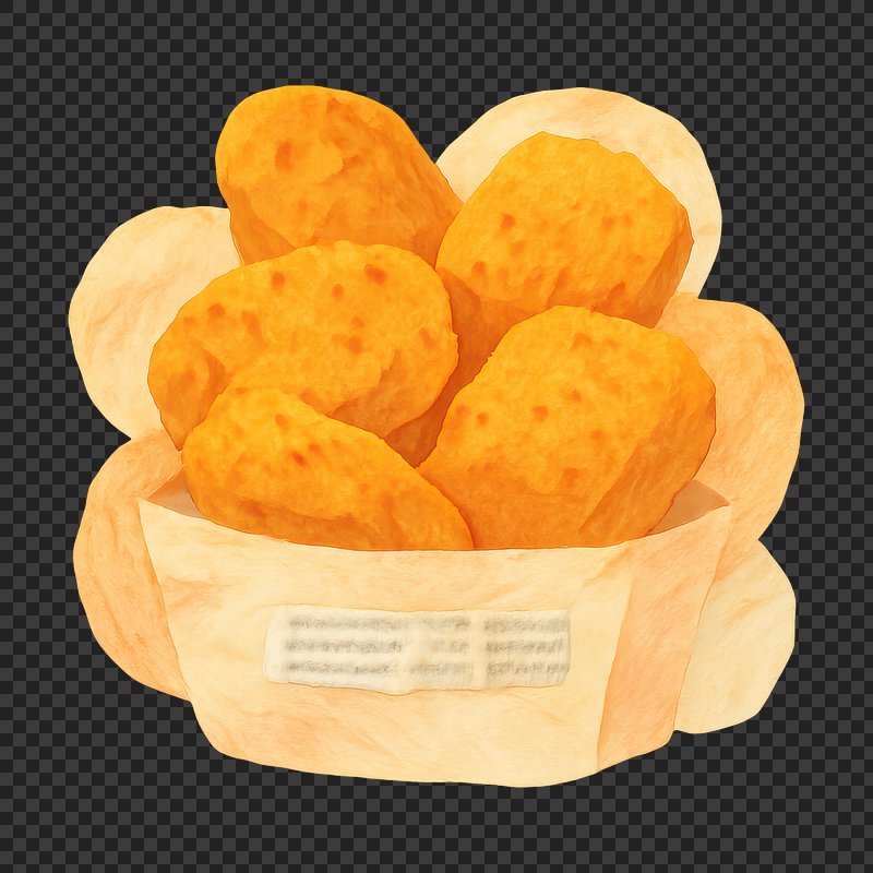 PNG Golden crispy chicken nuggets illustration.