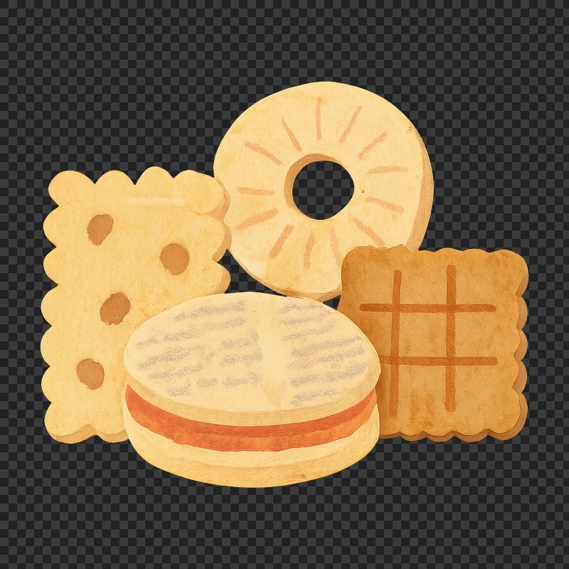 PNG Assorted delicious cookies illustration.