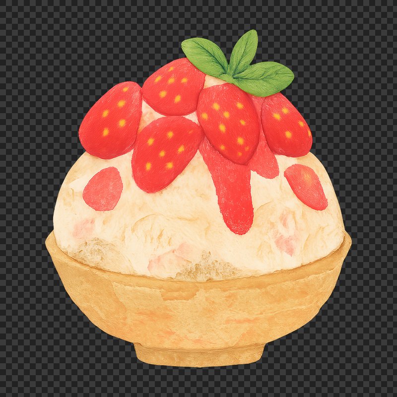 PNG Delicious strawberry shaved ice dessert.