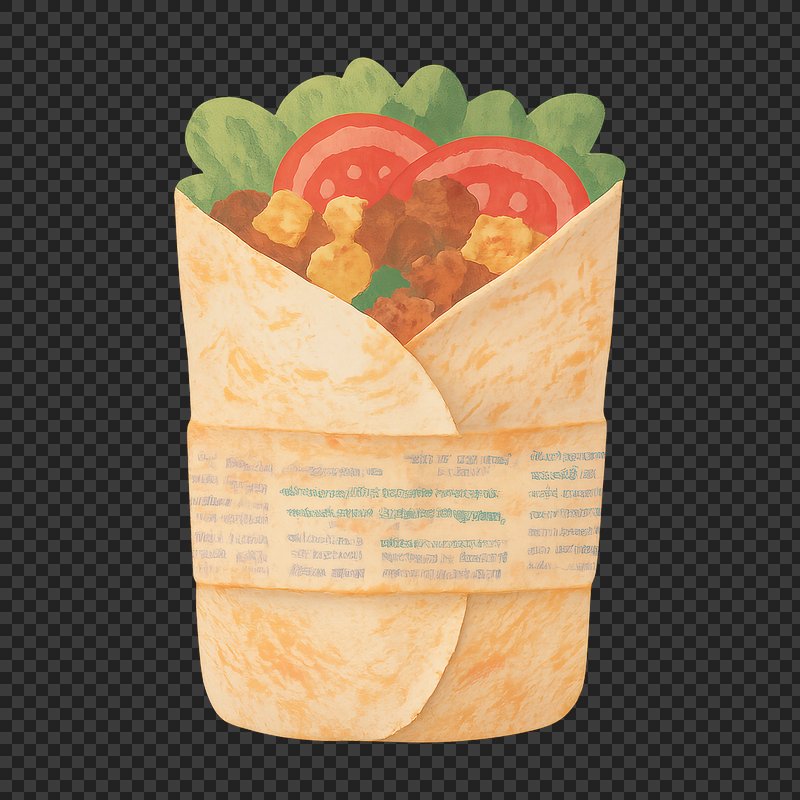 PNG Delicious wrap with fresh ingredients.