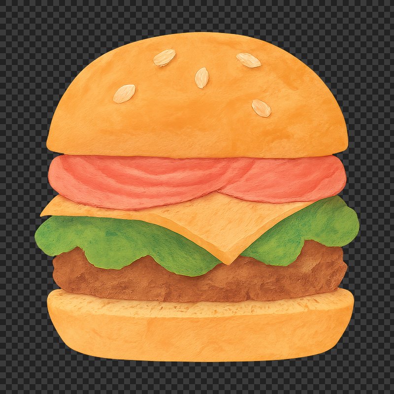 PNG Colorful illustrated burger design.