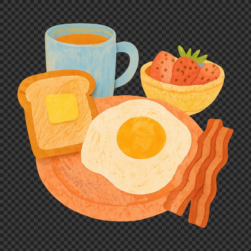 PNG Delicious breakfast with coffee.