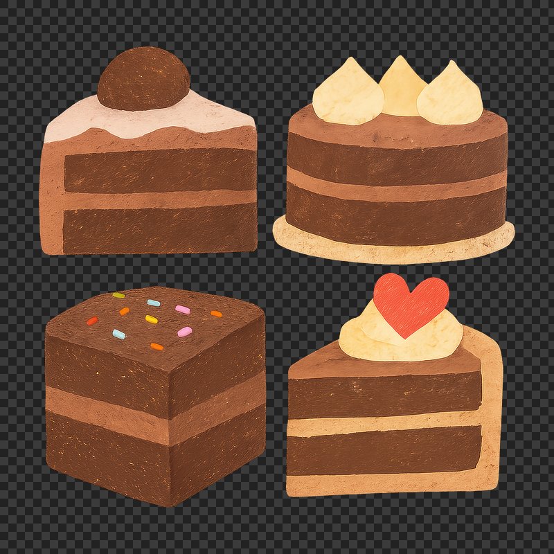PNG Delicious chocolate cake illustrations