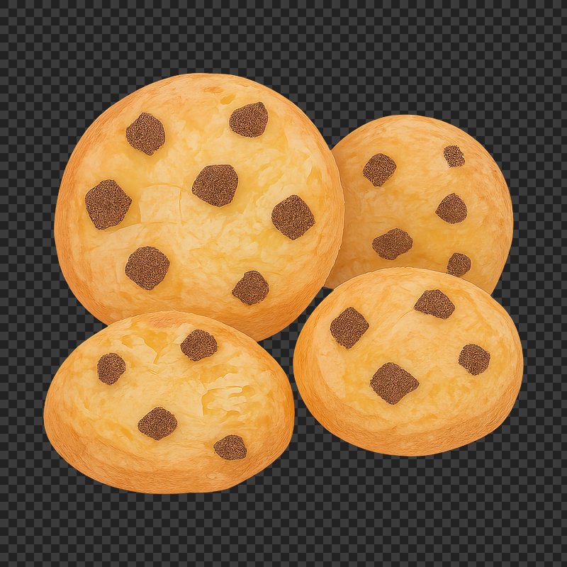 PNG Delicious chocolate chip cookies illustration.