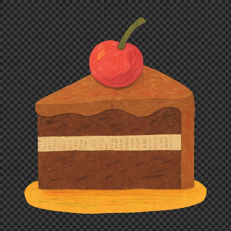 PNG Delicious chocolate cake slice illustration.