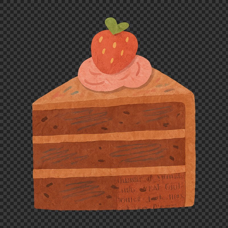 PNG Delicious chocolate cake slice illustration.