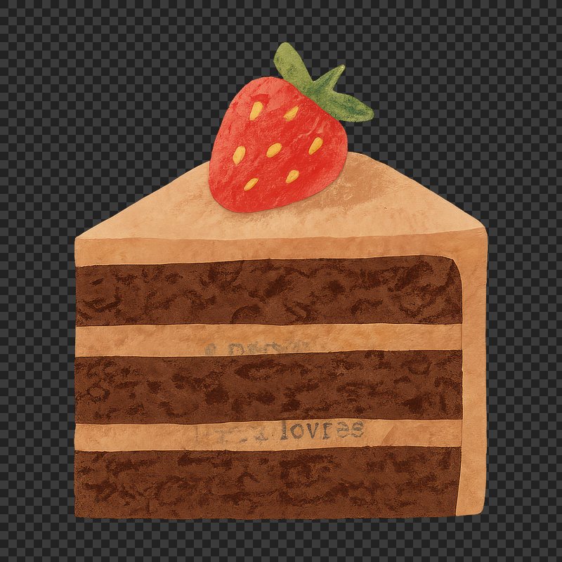 PNG Delicious chocolate cake slice illustration.