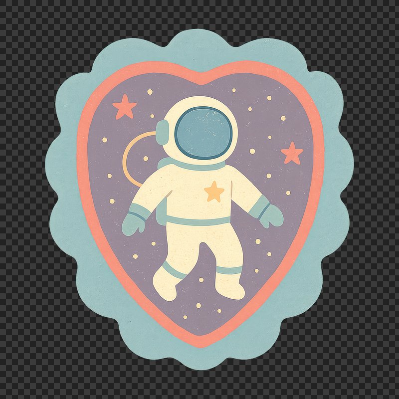 PNG Retro astronaut heart sticker