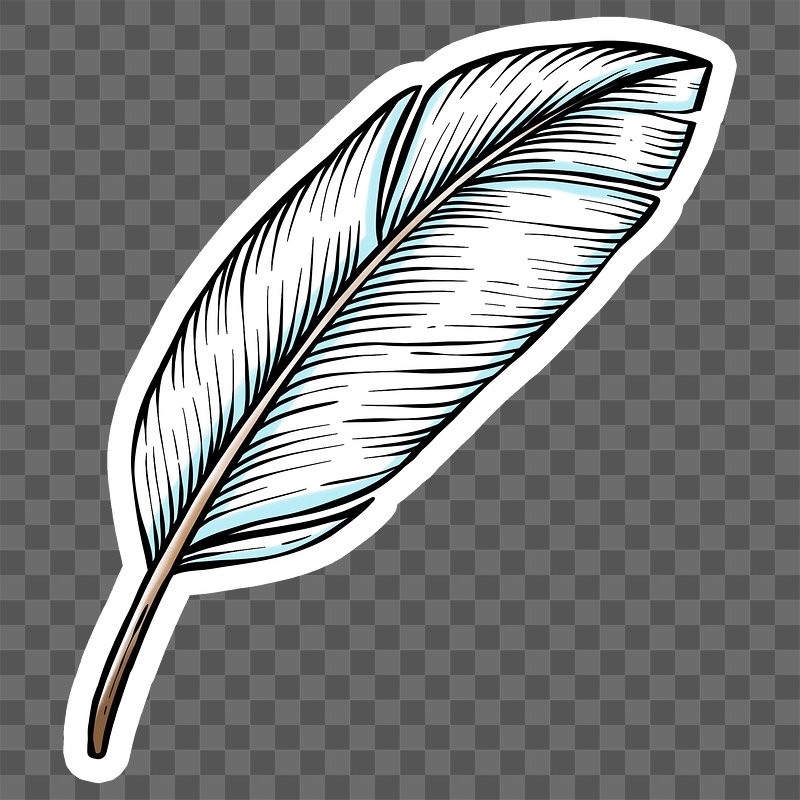 Black and white feather sticker | Free PNG Sticker - rawpixel