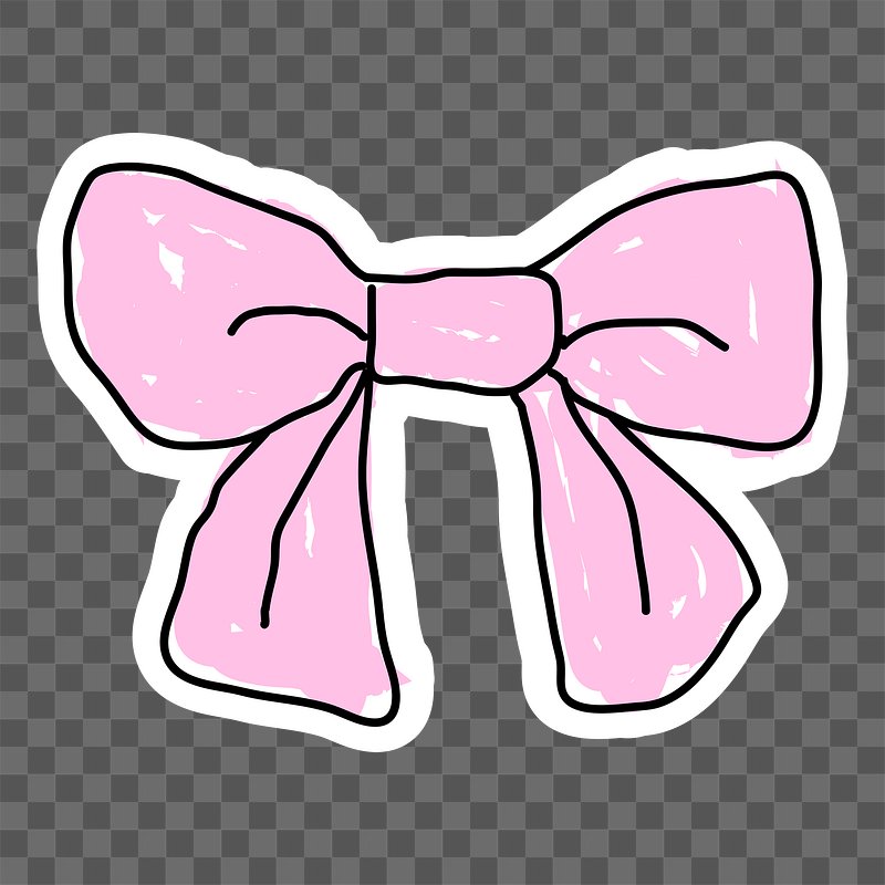 Pink bow doodle sticker with a white | Free PNG Sticker - rawpixel