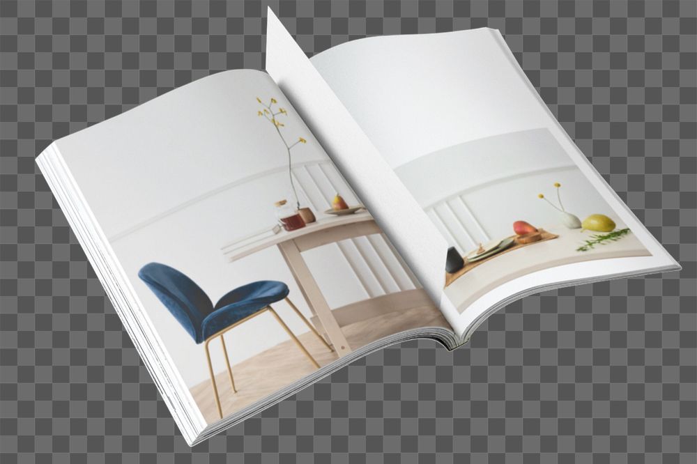 Open magazine book mockup, publication