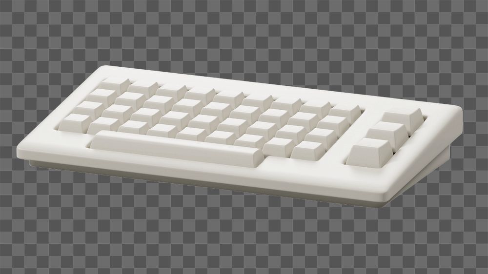 Editable white keyboard 3D rendering design