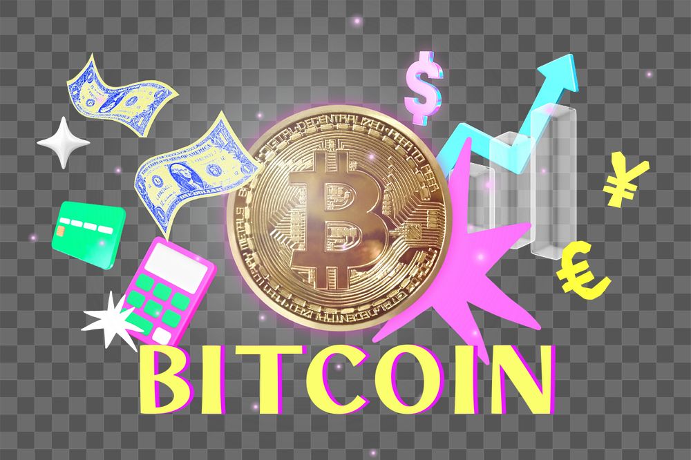 Bitcoin png element, editable collage remix