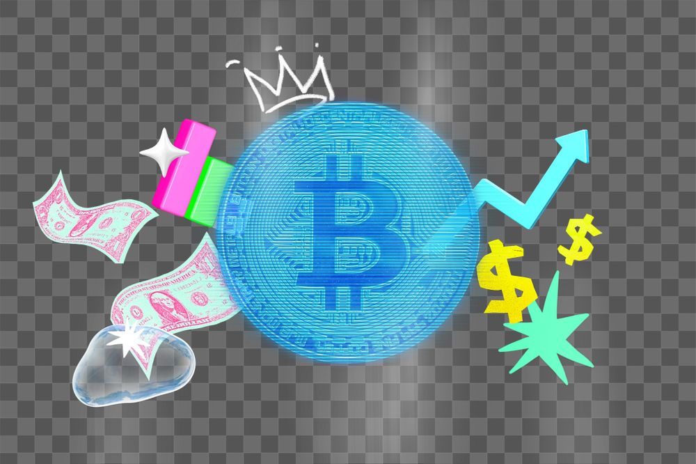 Bitcoin investment png element, editable collage remix