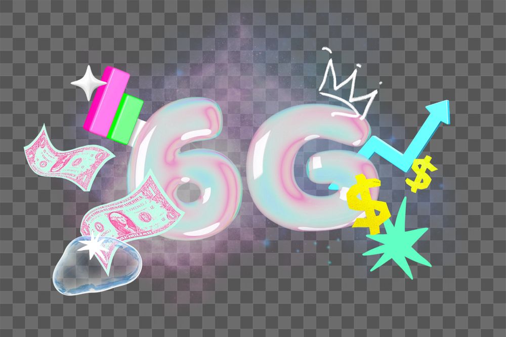 6G network png element, editable collage remix