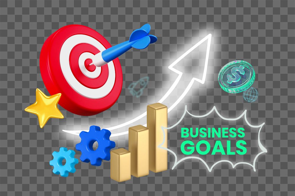 Business goals png element, editable collage remix design