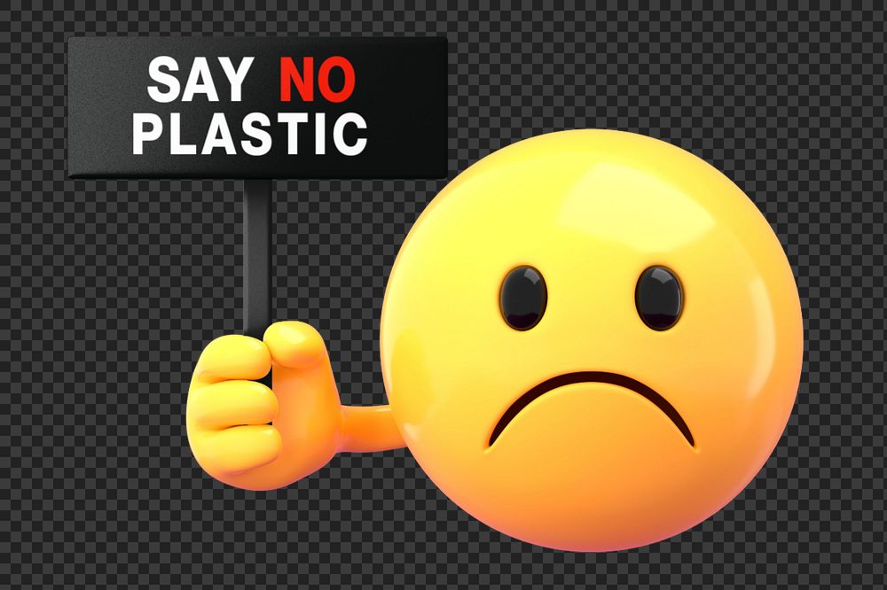 No plastic sign mockup, 3D emoji  editable design