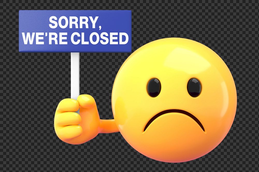 Closed sign mockup, 3D emoji  editable design