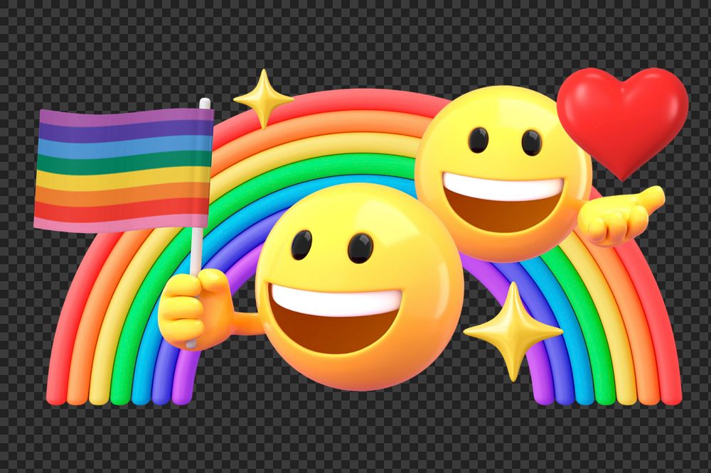 Rainbow LGBT  sticker, 3D emoticon editable design