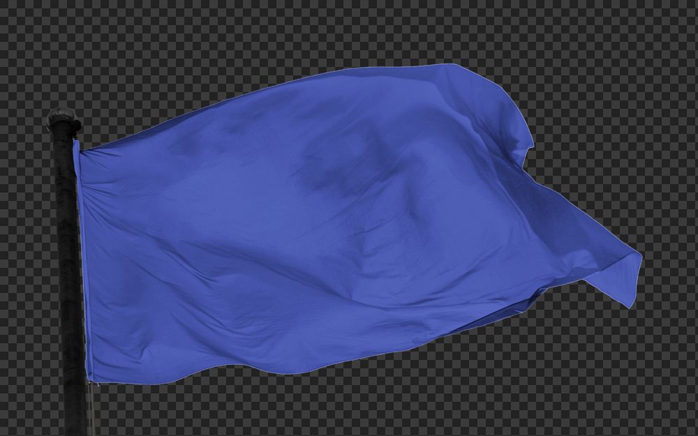 Waving blue flag editable mockup element
