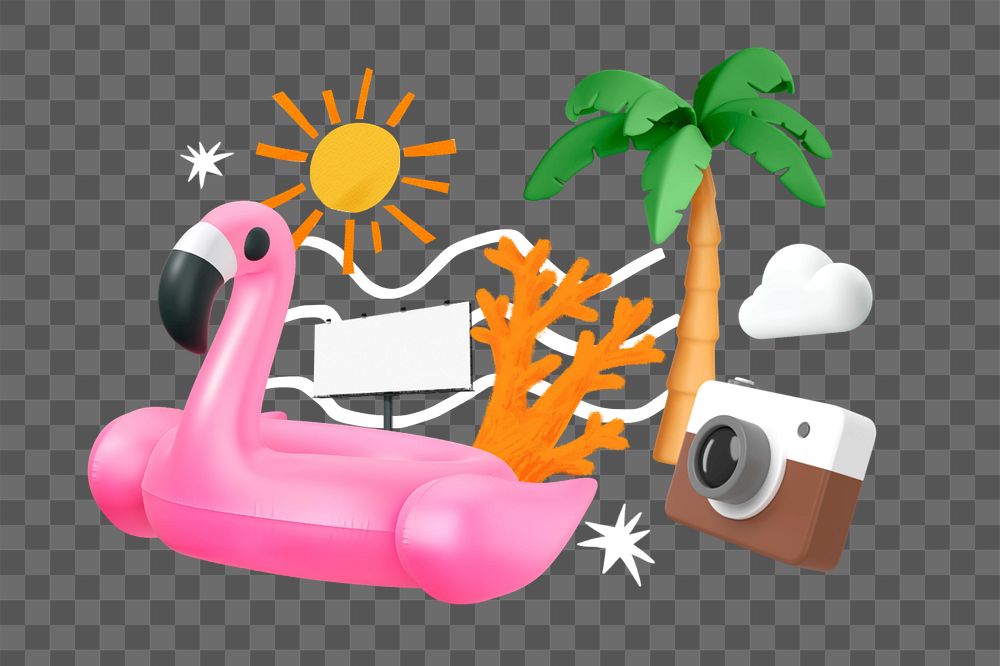 Summer fun element group, editable 3D remix