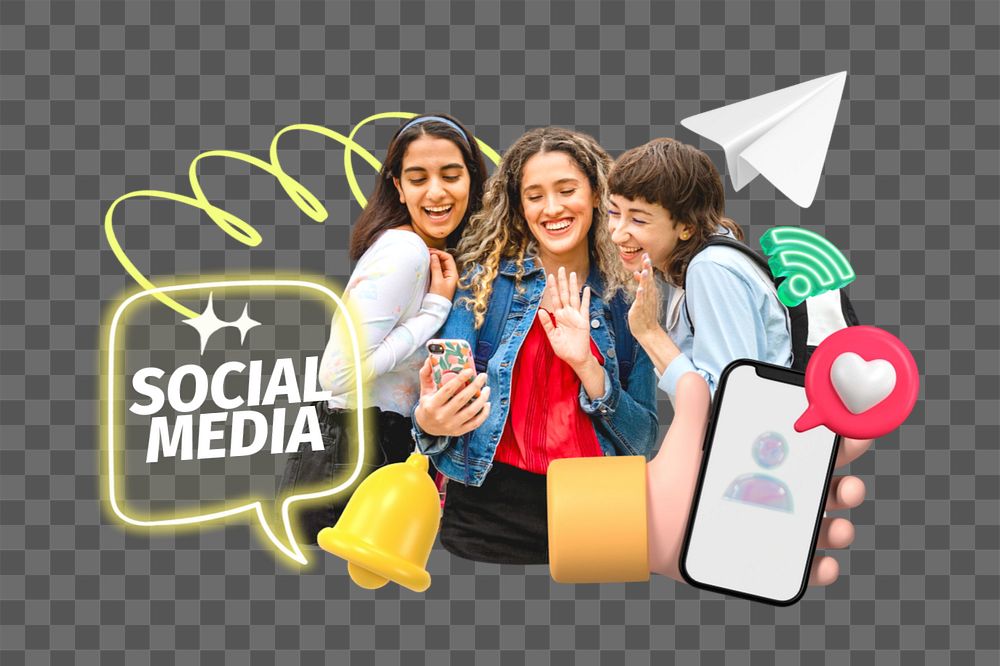 Social media png element, editable collage remix design