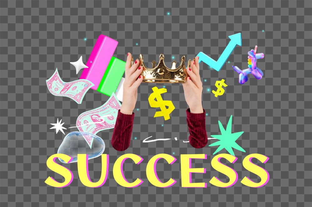 Success png element, editable collage remix