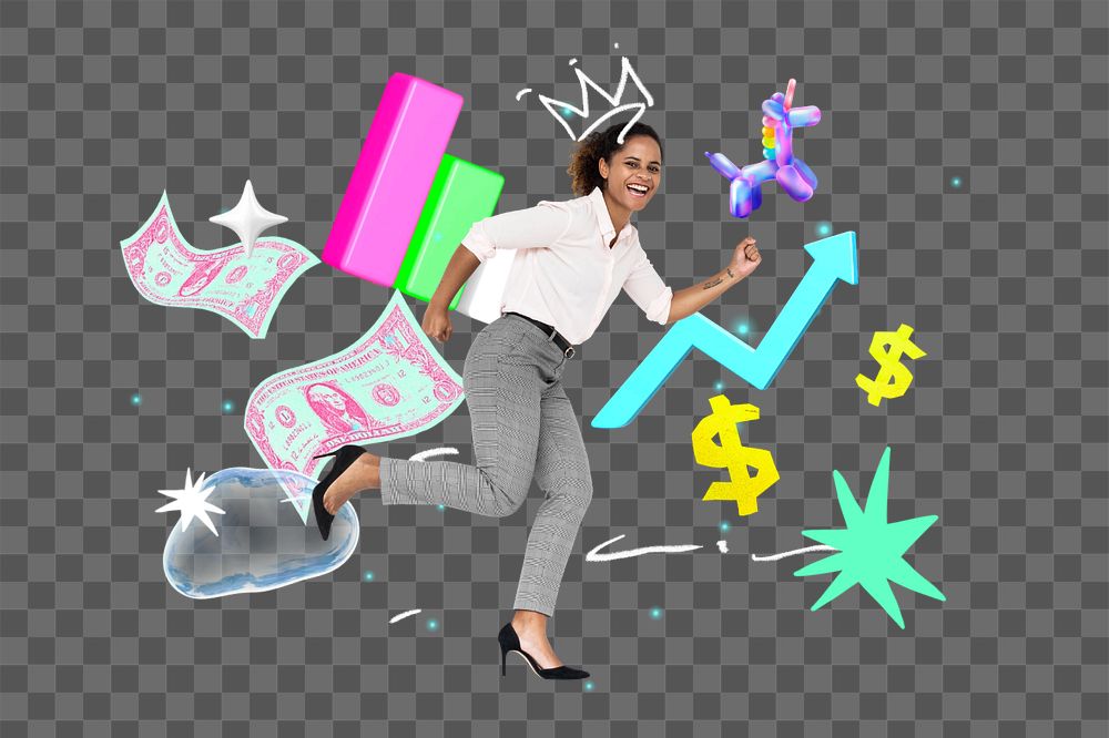 Business growth png element, editable collage remix