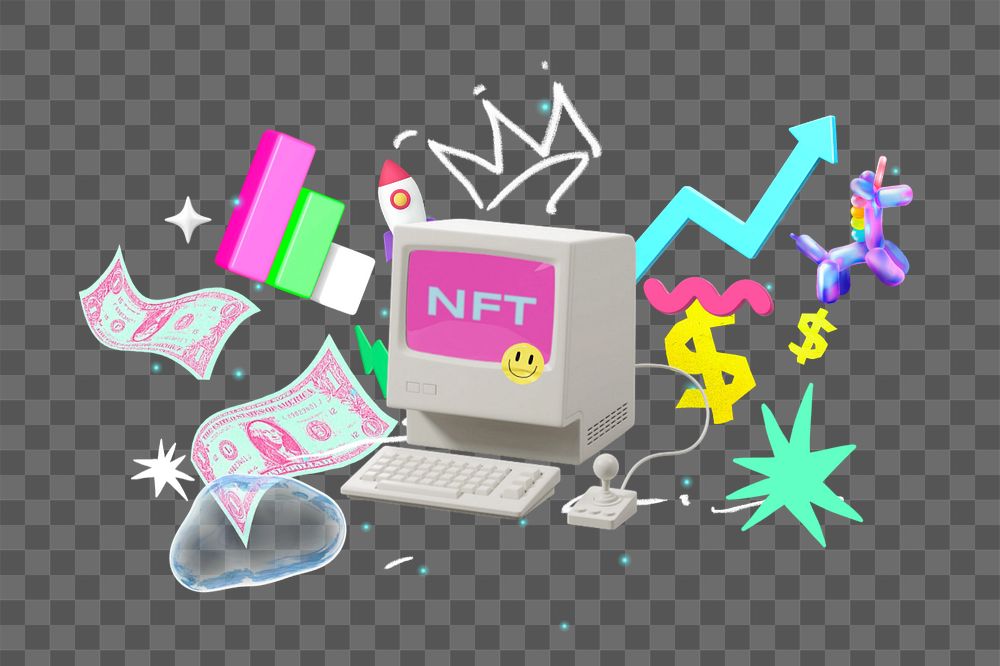 NFT png element, editable collage remix