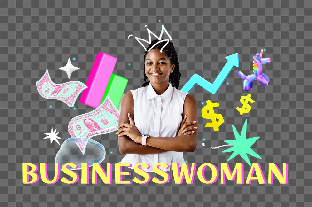 Businesswoman png element, editable collage remix